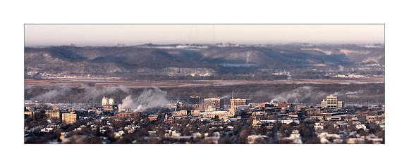 Photograph of a cold morning in downtown La Crosse, Wisconsin